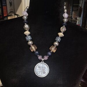 Chicos beaded multi colored adjustable reversible necklace